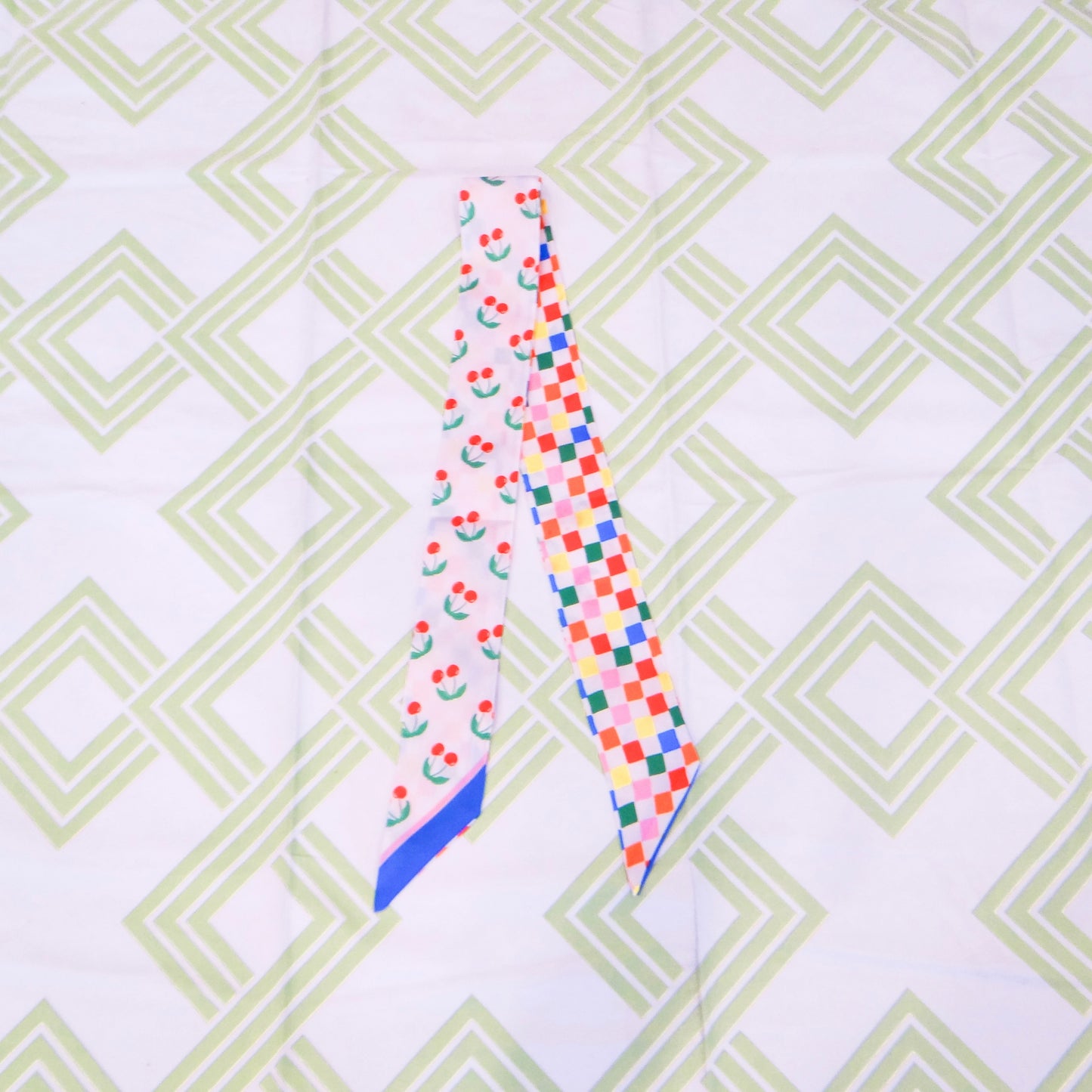 Checkered Cherry Skinny Scarf