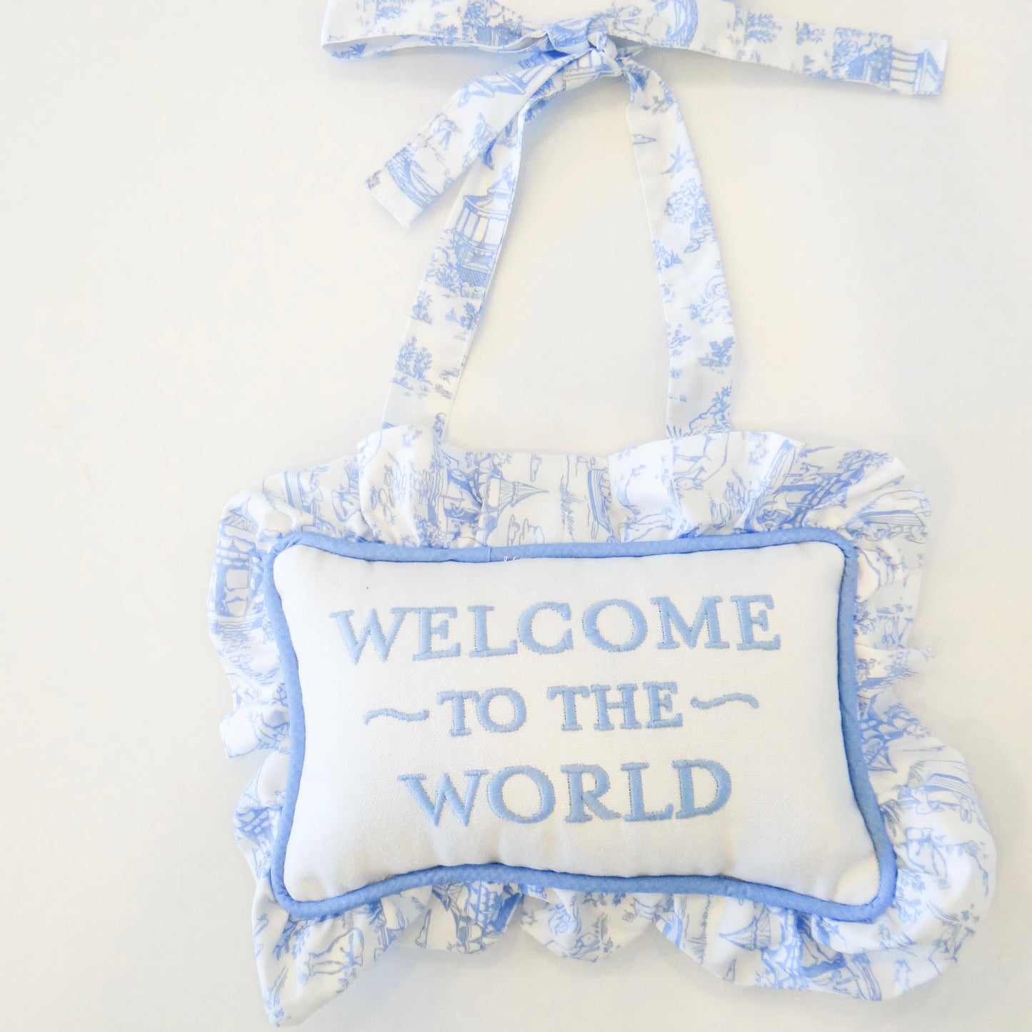 Welcome to the World Ruffle Pillow