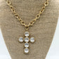 Coin Pearl Cross Necklace