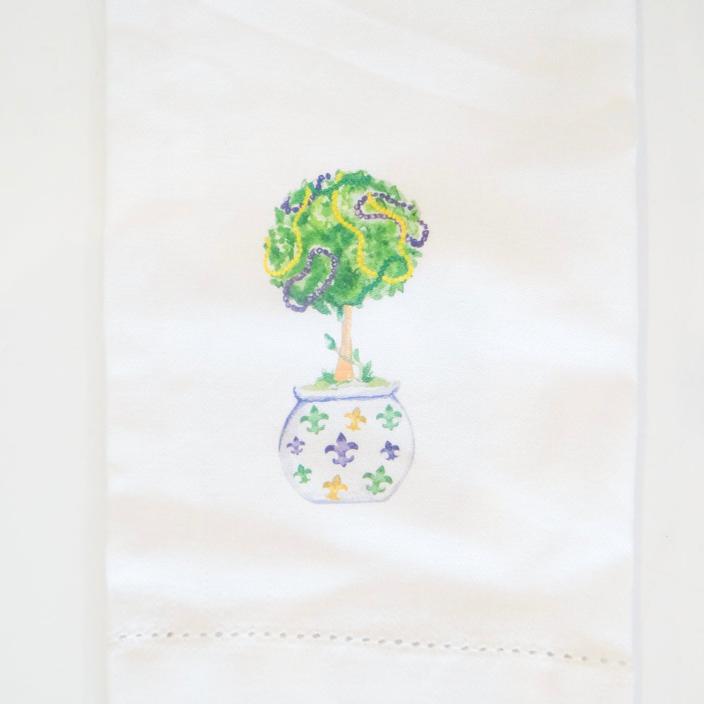 Mardi Topiary Hemstitch Hand Towel