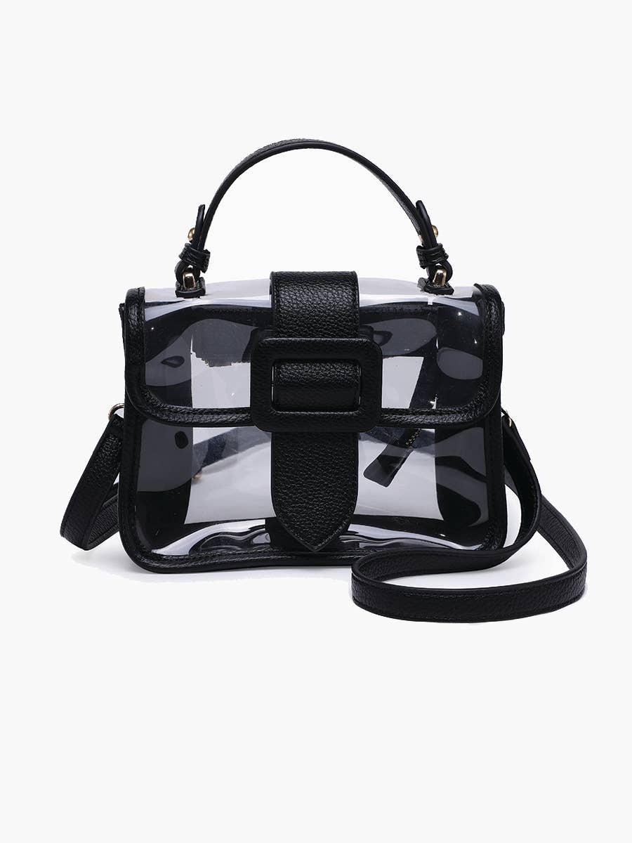 M2728 Toni Clear Flapover Crossbody Bag: Black