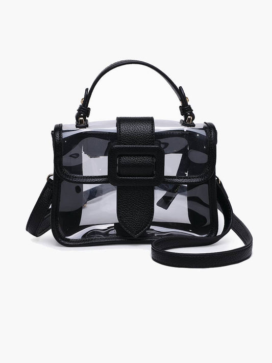 M2728 Toni Clear Flapover Crossbody Bag: Black