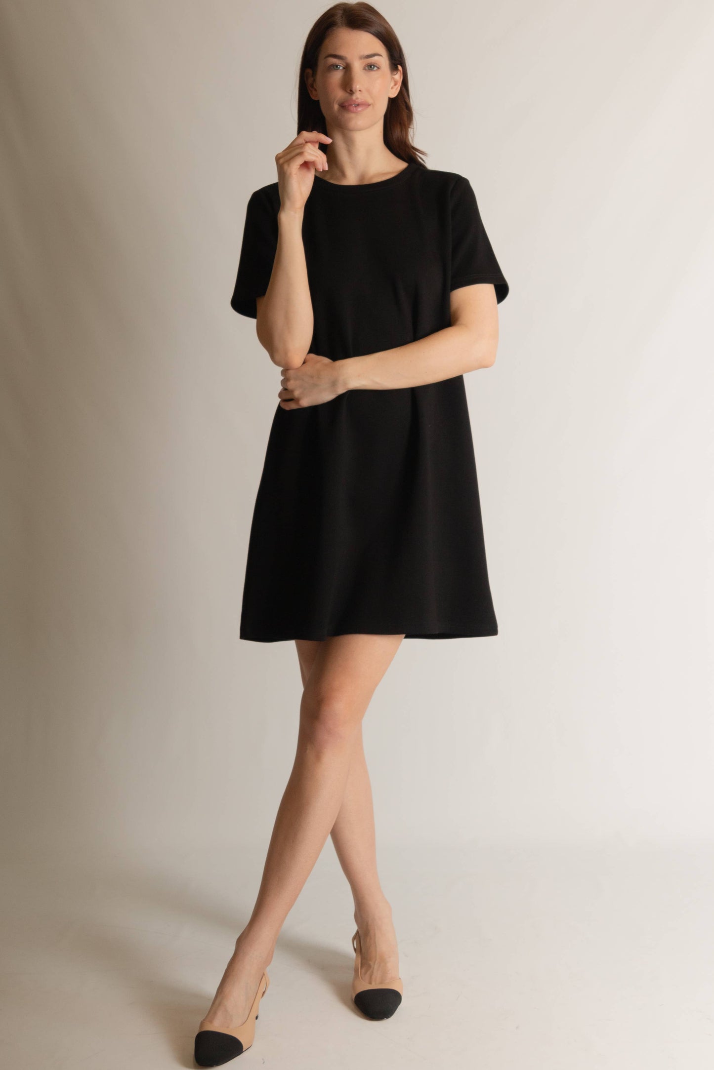 P. CILL Butter Modal Short Sleeve Dress: Navy / M