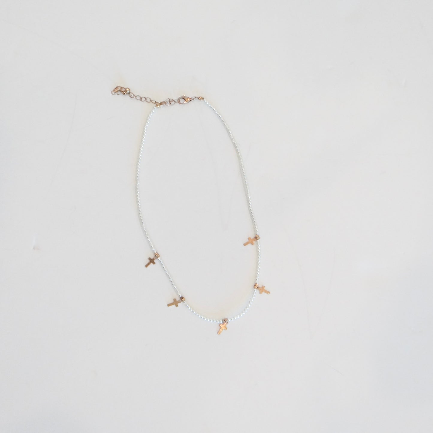 White and Gold Cross Necklace