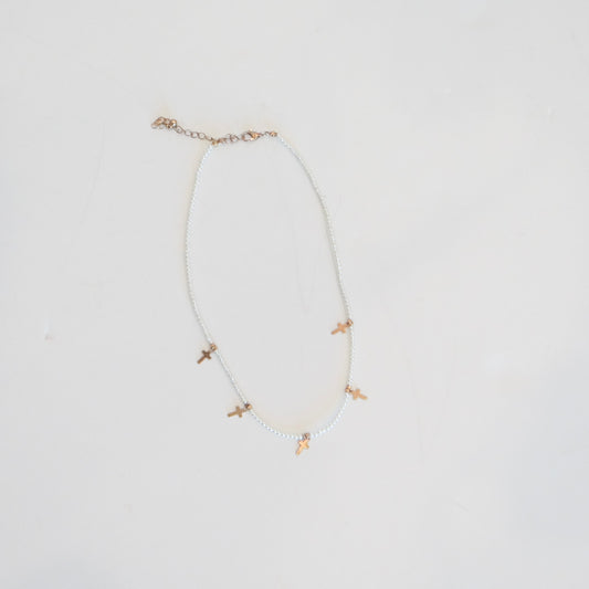 White and Gold Cross Necklace