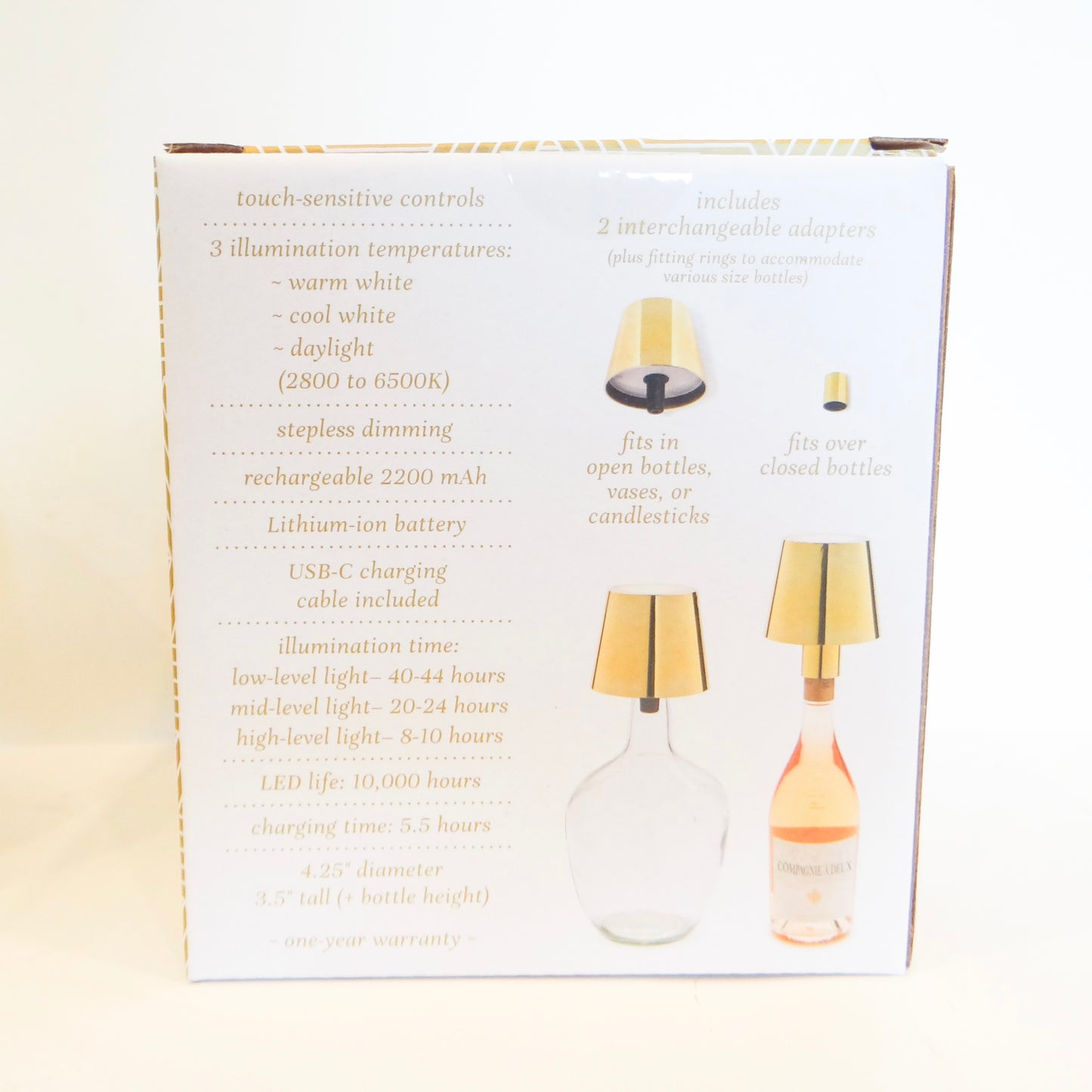 LED Portable Gold Lampshade Bottle Lamp