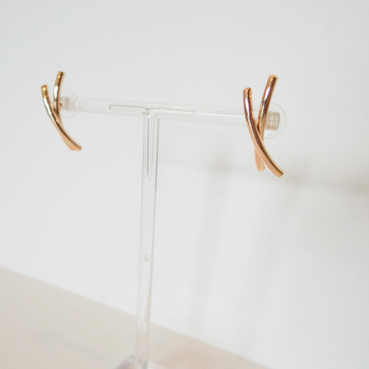 Crossed Bar Stud Earrings
