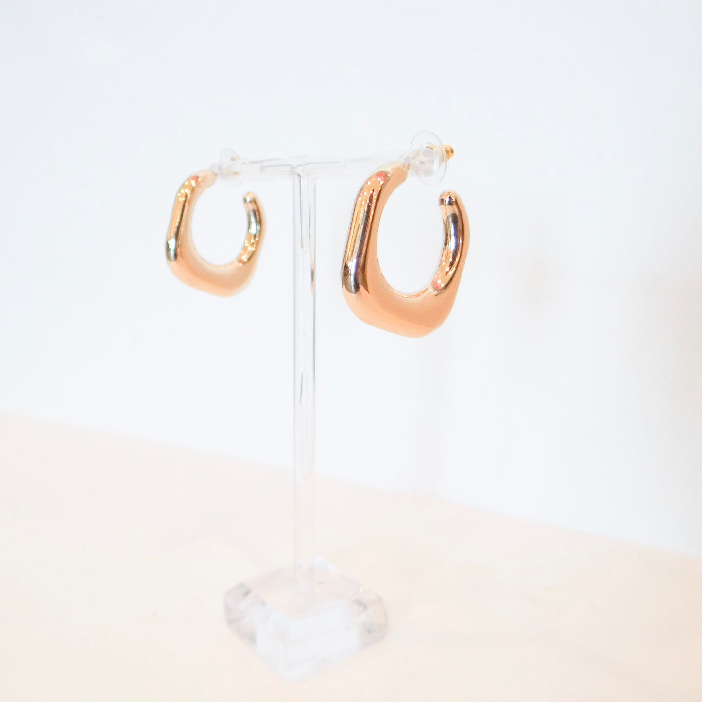 Gold Round Square Hoops
