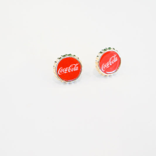 Coca Cola Bottle Cap Stud Earrings