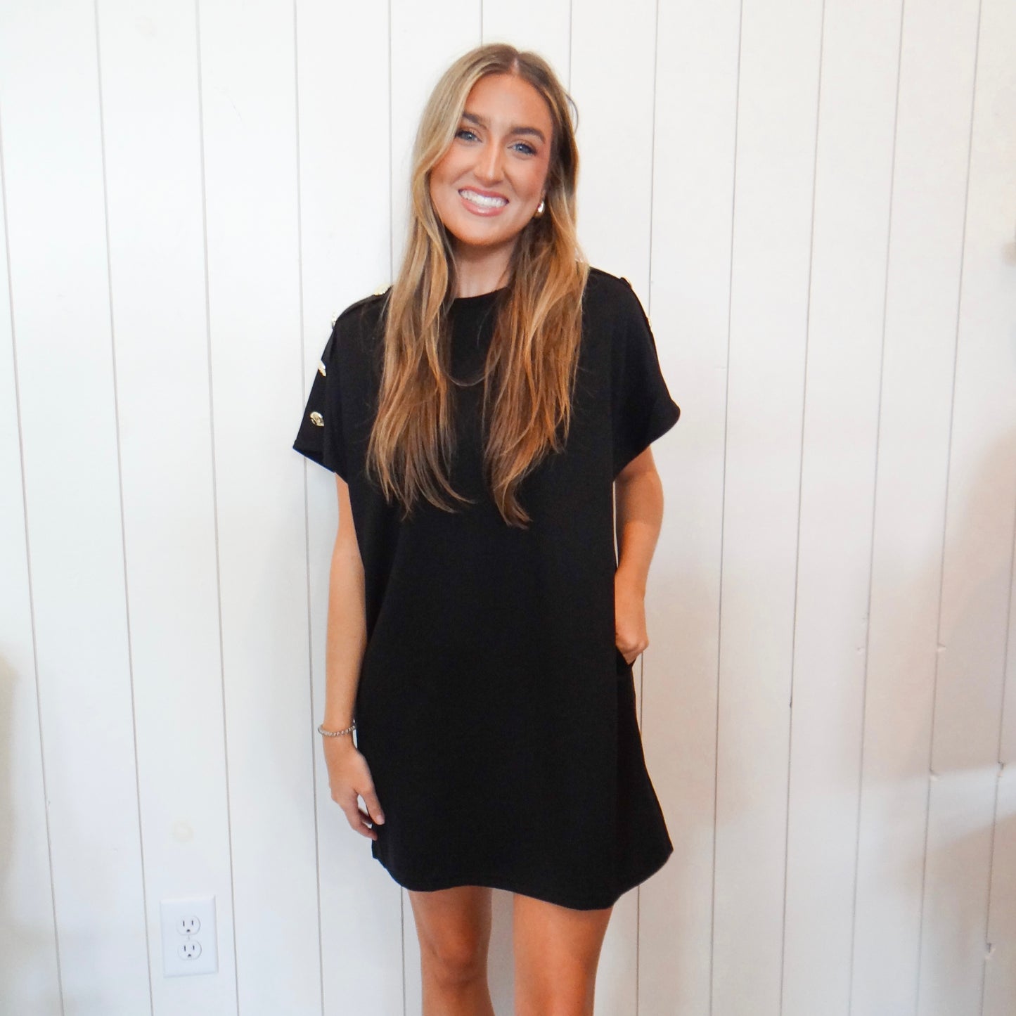 Black Button Detail Dress