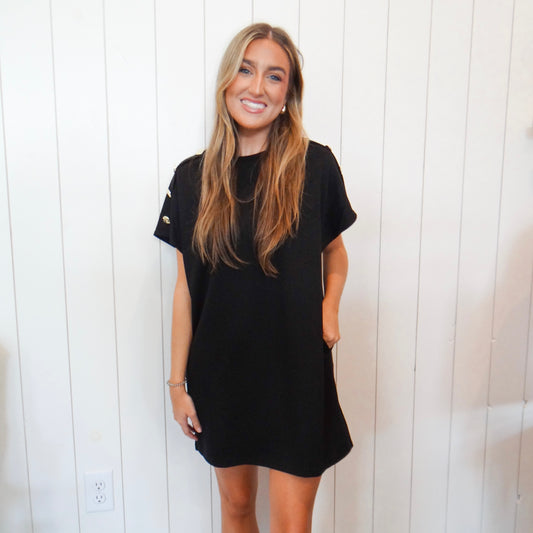 Black Button Detail Dress