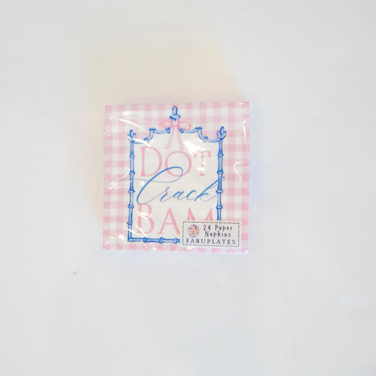 Mahjong Pink Plaid 24ct Cocktail Napkins