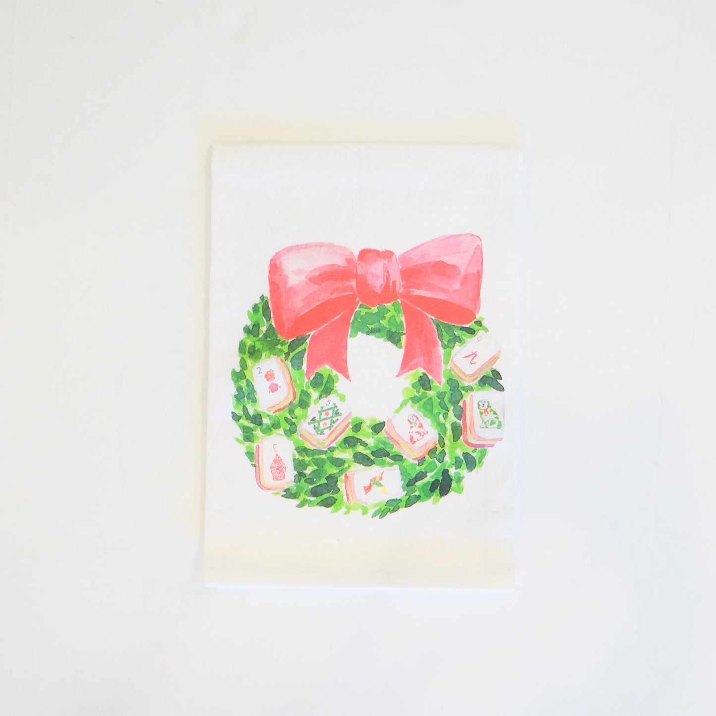 Mahjong Wreath Tea Towel