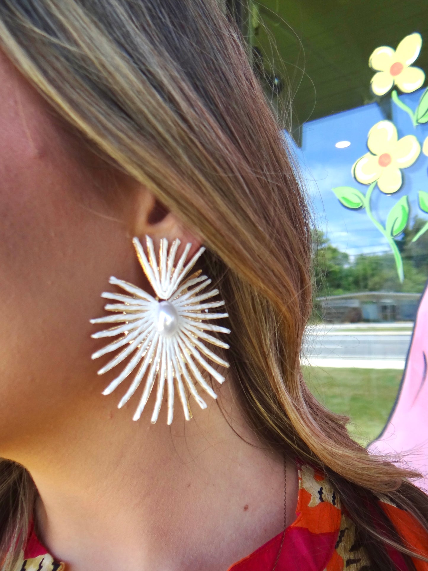 Gold Sun Burst Earrings