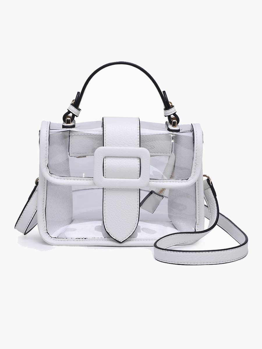 M2728 Toni Clear Flapover Crossbody Bag: Black
