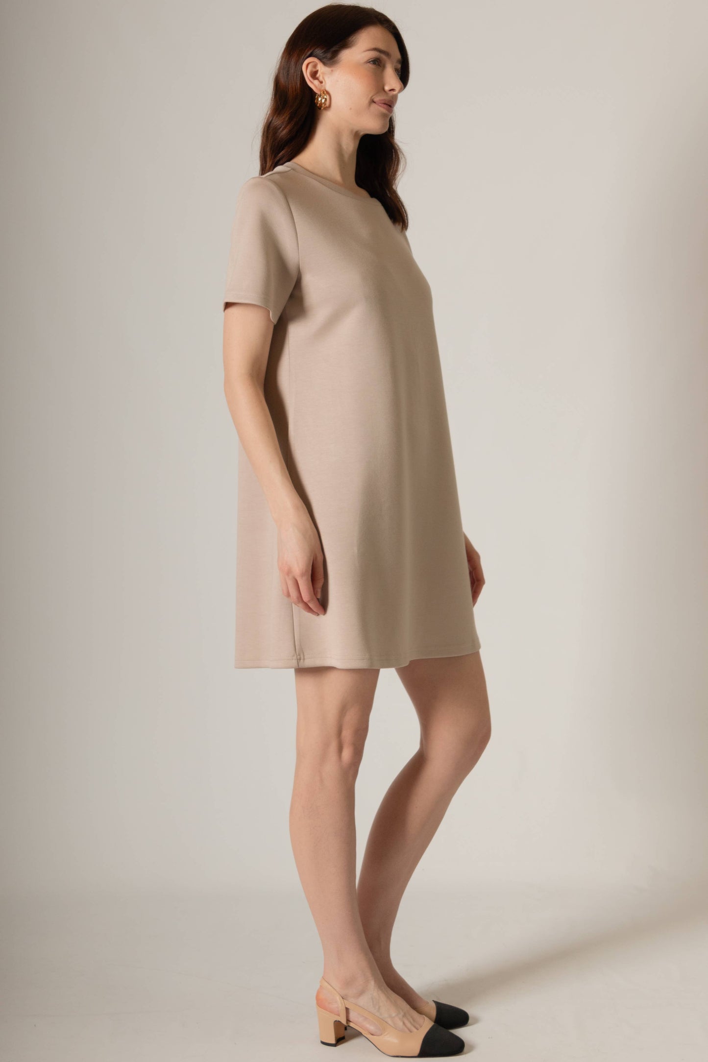 P. CILL Butter Modal Short Sleeve Dress: Navy / M