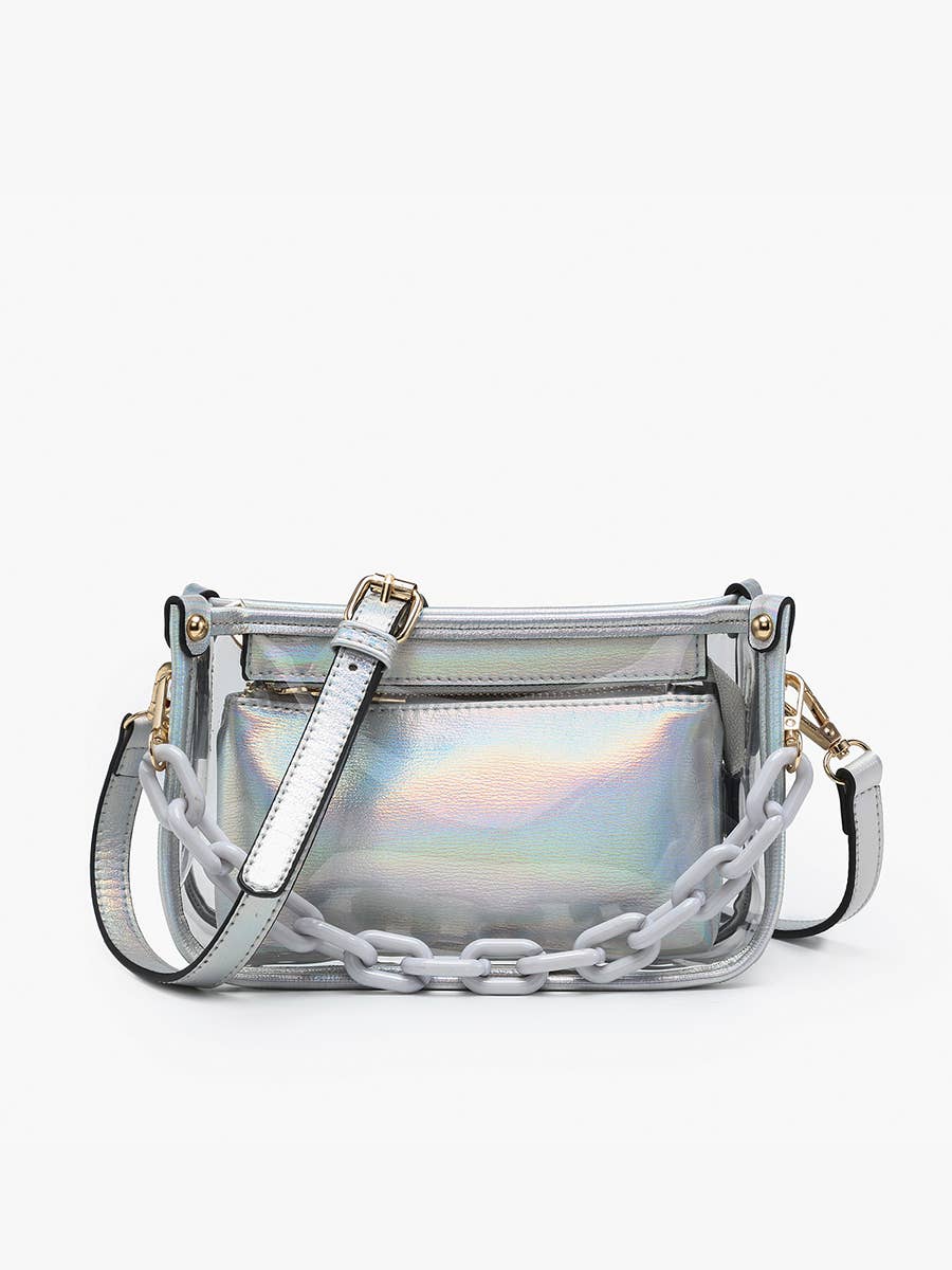 M2226CR Jessica Clear Crossbody w/ Chain: Orange