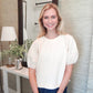Ecru Top with Denim Details