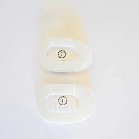 Teleties Coconut White Flat Hair Clip