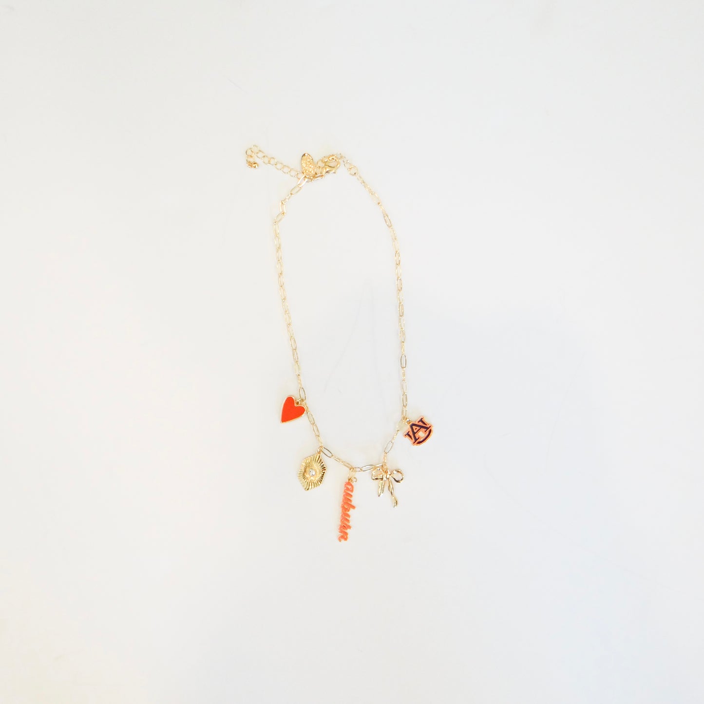 Auburn Paper Clip Charm Necklace