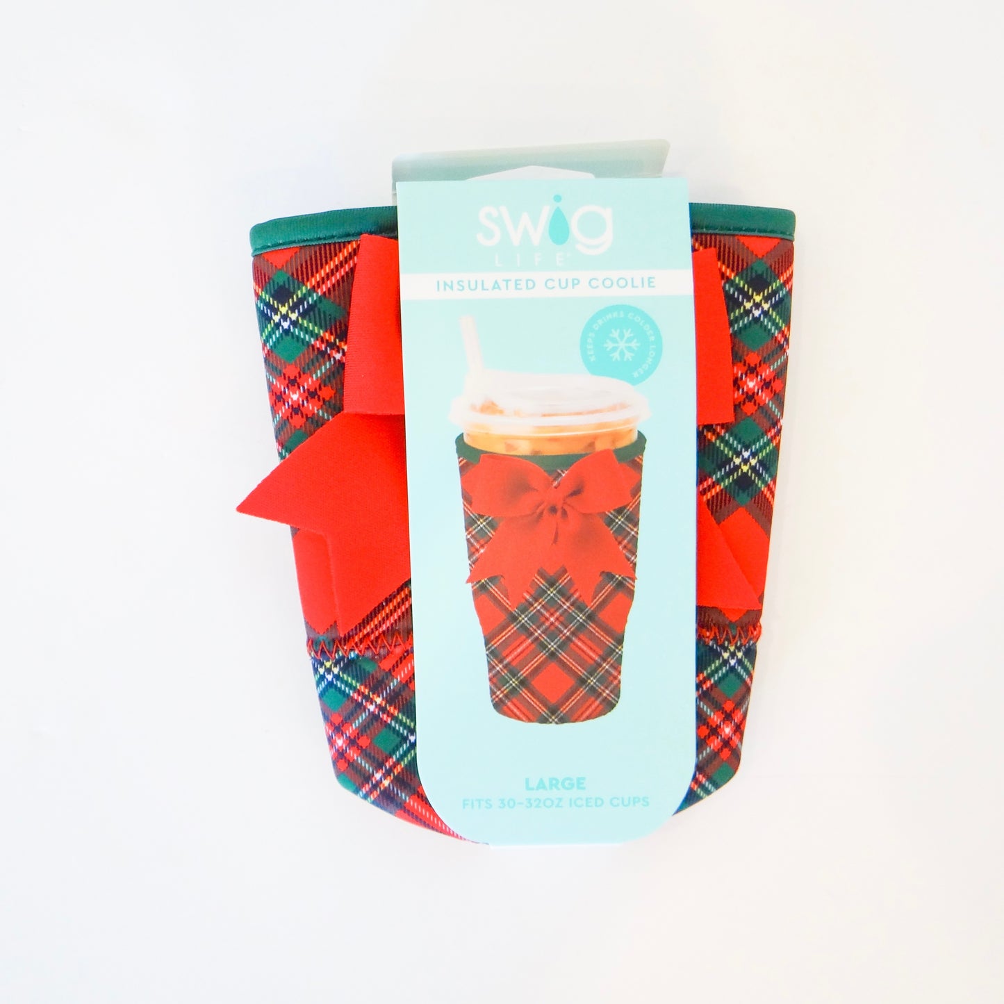 Christmas Plaid Large Iced Cup Coolie