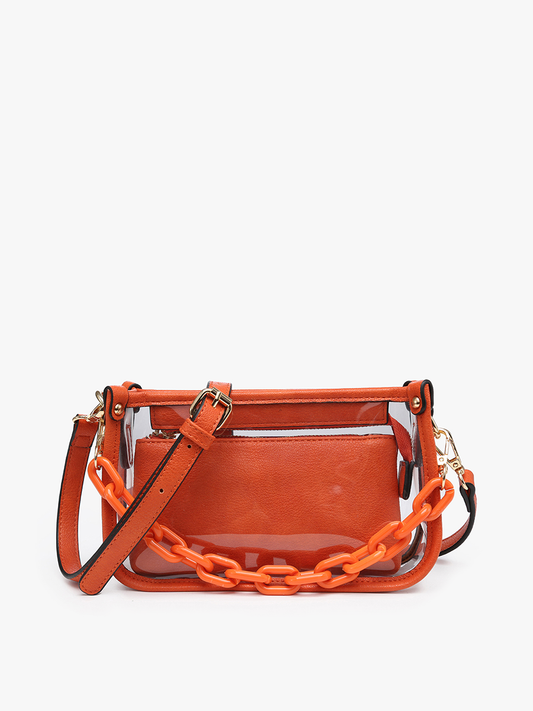 M2226CR Jessica Clear Crossbody w/ Chain: Orange