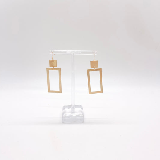 Gold Rectangle Dangle Earrings