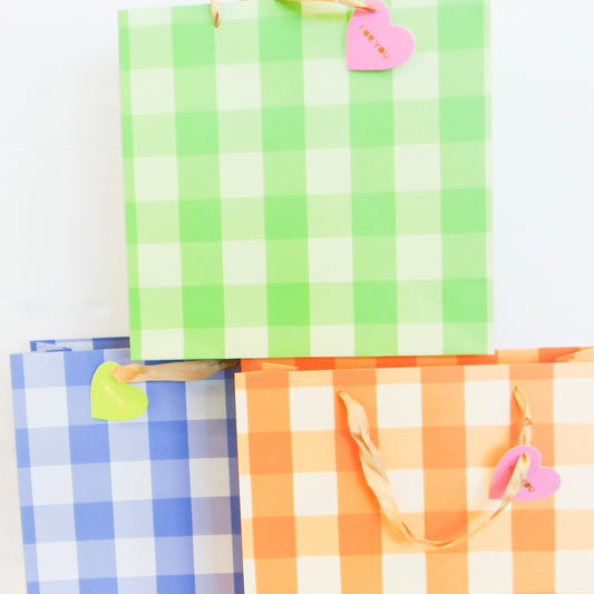 Large Gingham Gift Bag