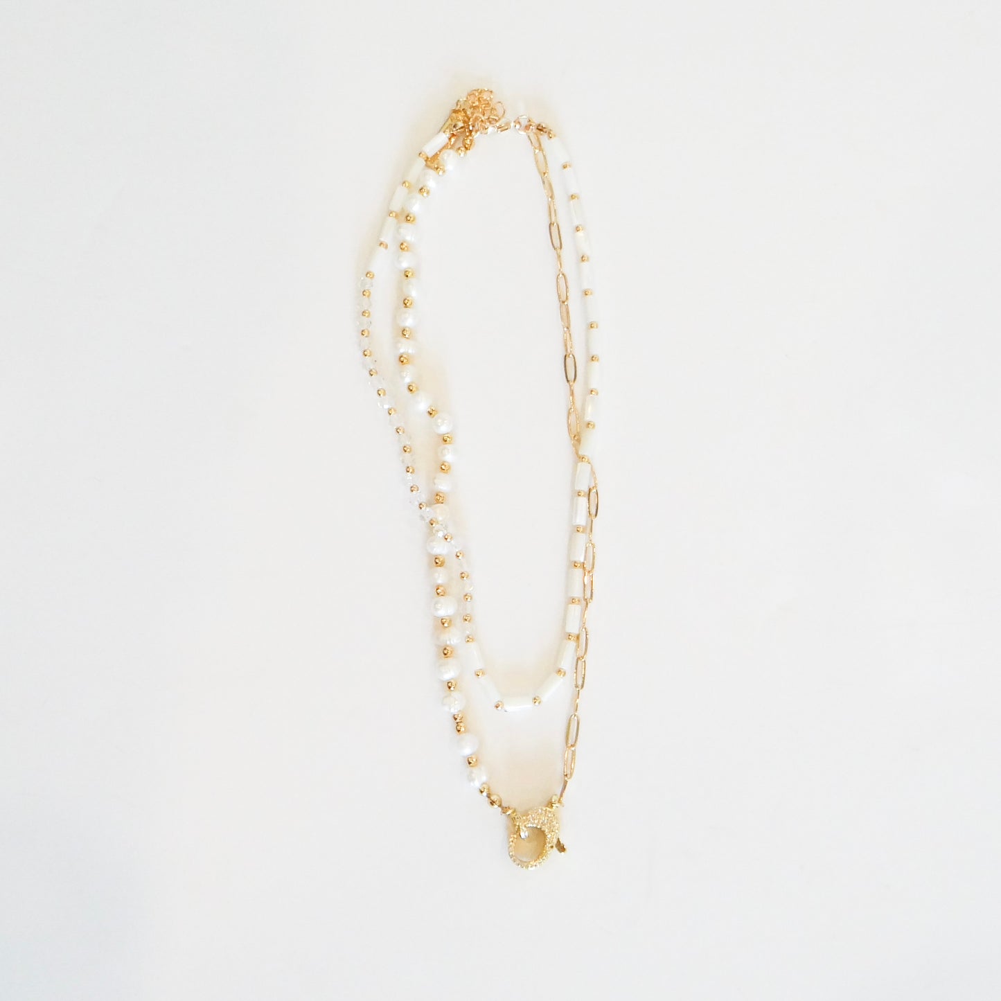 Layered Necklace with Pearls and Clasp