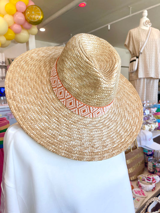 Straw Hat with Orange Band