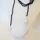 Onyx Pearl Lariat Necklace
