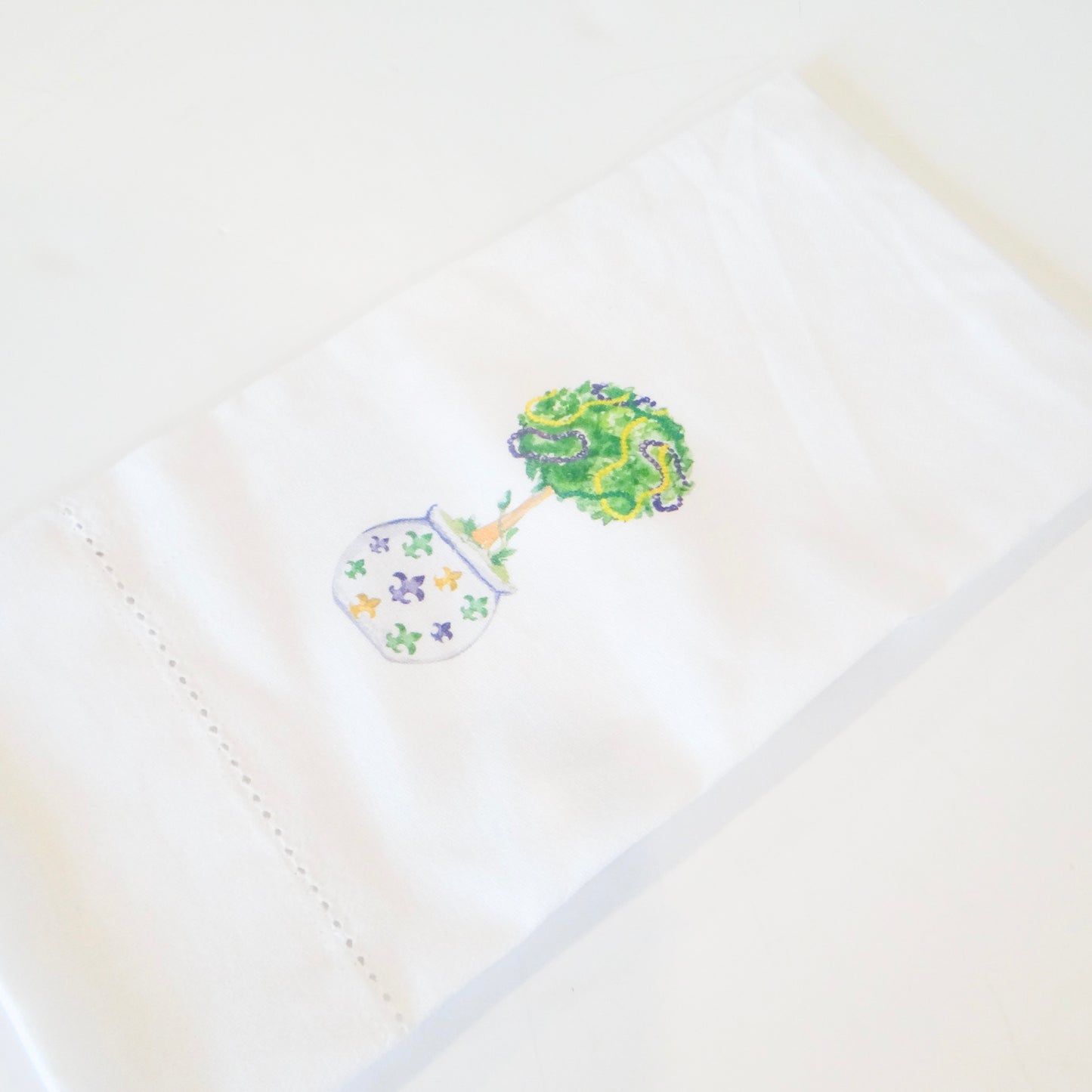 Mardi Topiary Hemstitch Hand Towel