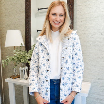 Picnic Floral Navy Quilted Jacket