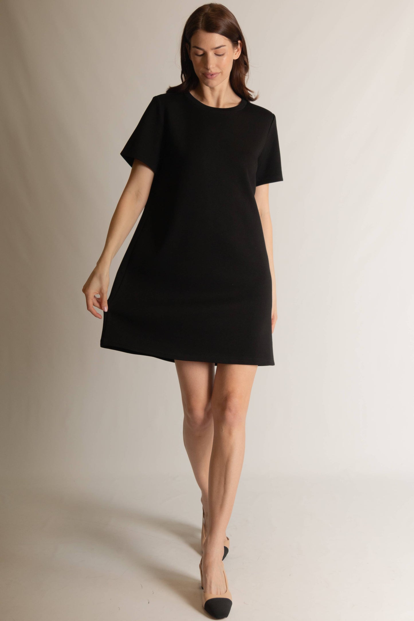 P. CILL Butter Modal Short Sleeve Dress: Navy / XL
