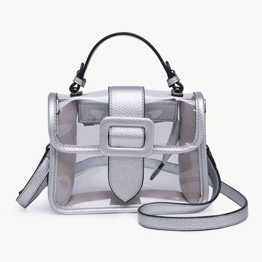 M2728 Toni Clear Flapover Crossbody Bag: Black