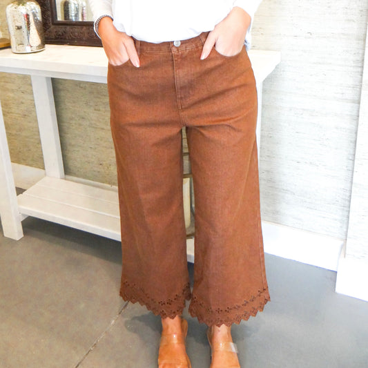 Brown Eyelet Jeans