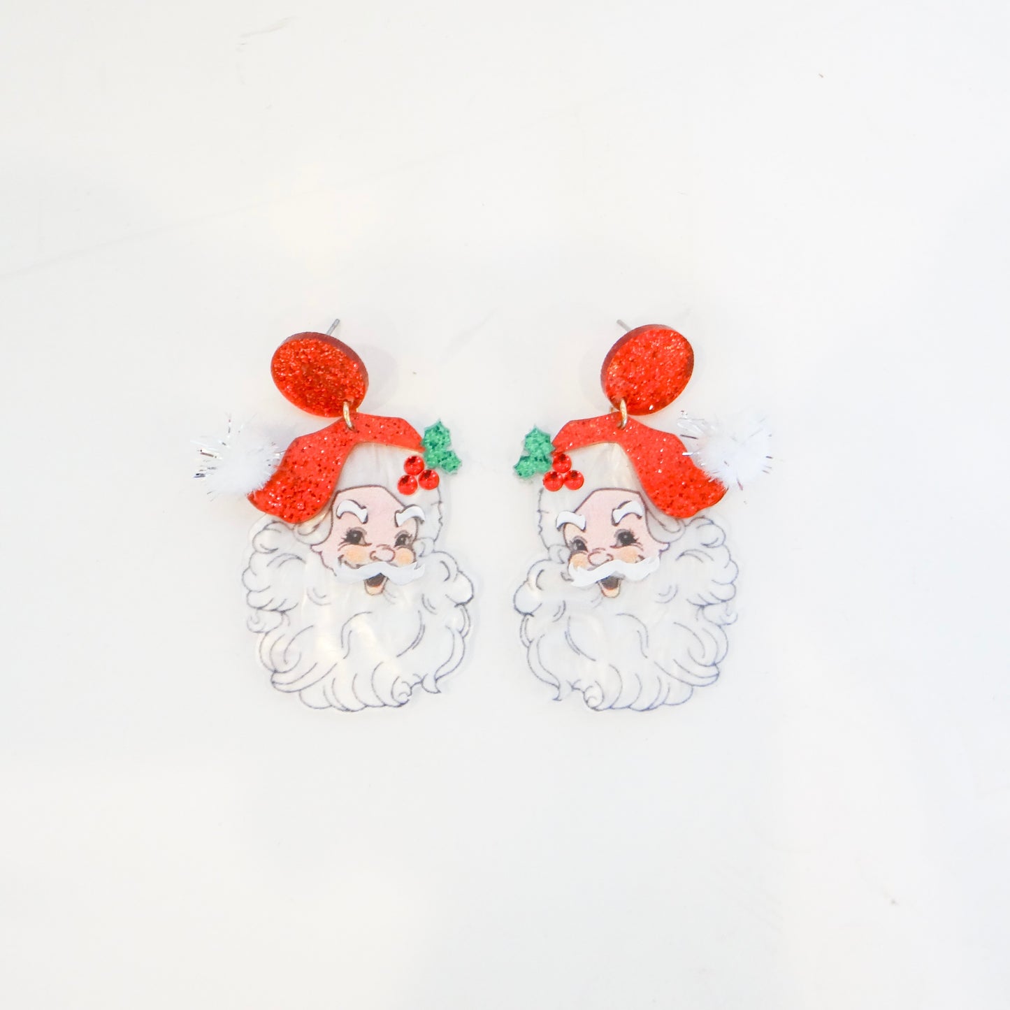 Christmas Santa Glitter Dangle Earrings