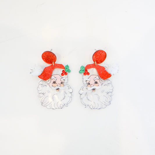 Christmas Santa Glitter Dangle Earrings