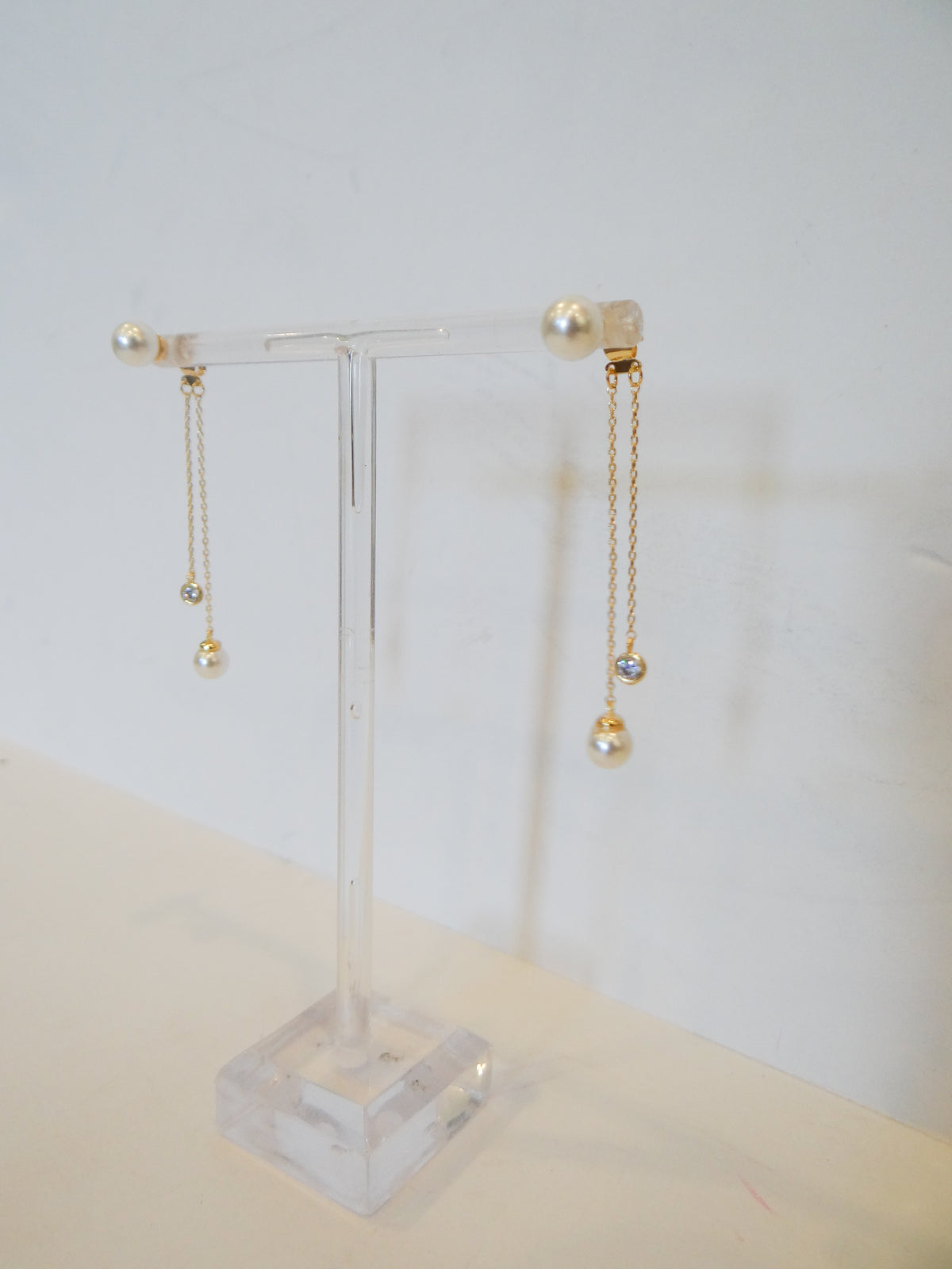 Pearl and CZ Duster Earrings