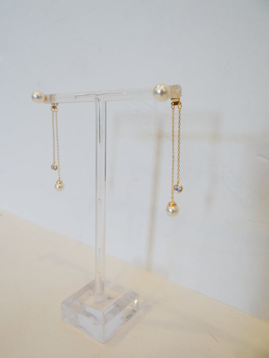 Pearl and CZ Duster Earrings