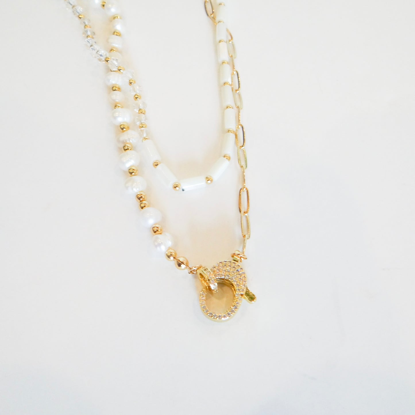 Layered Necklace with Pearls and Clasp