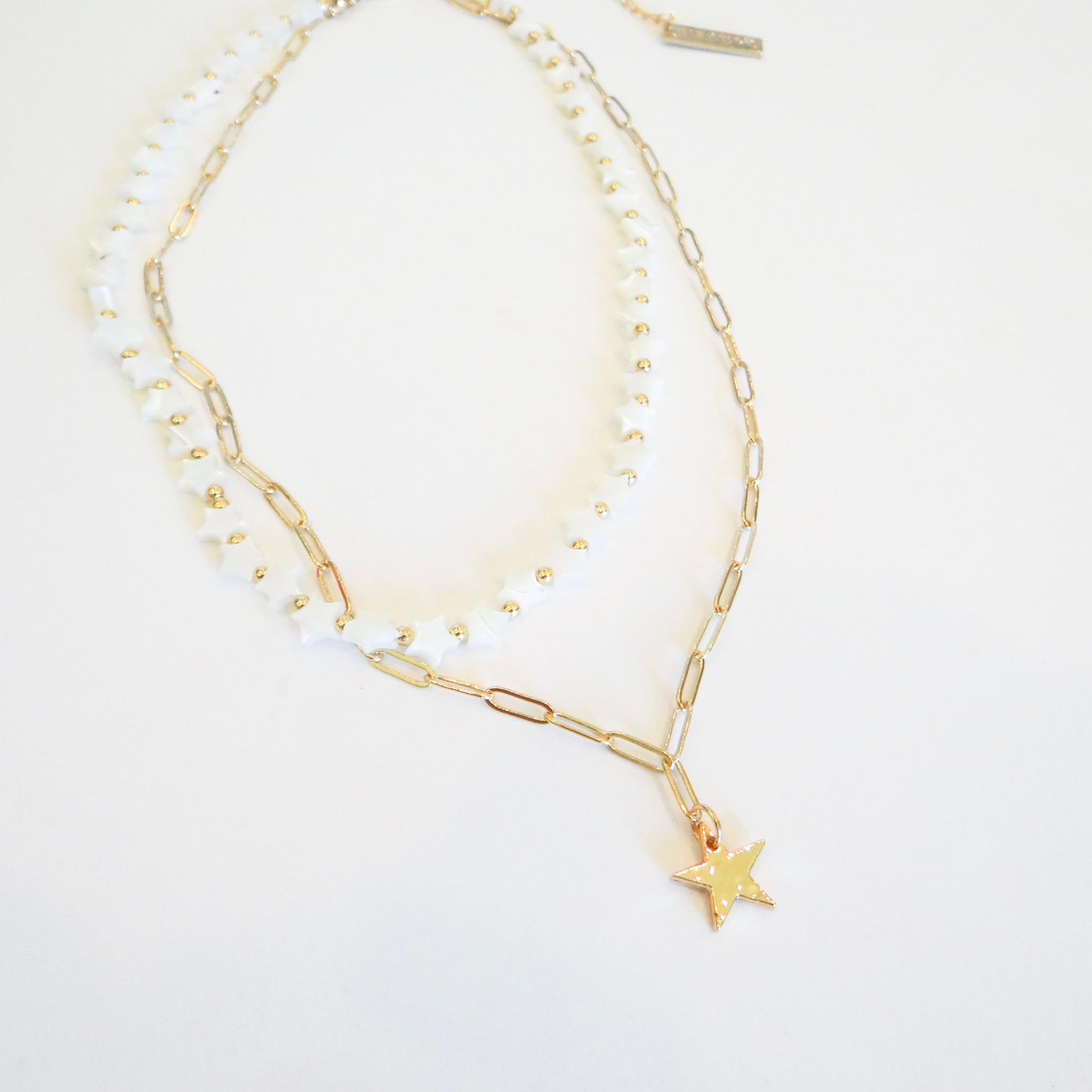 White Shell Star Beaded Necklace
