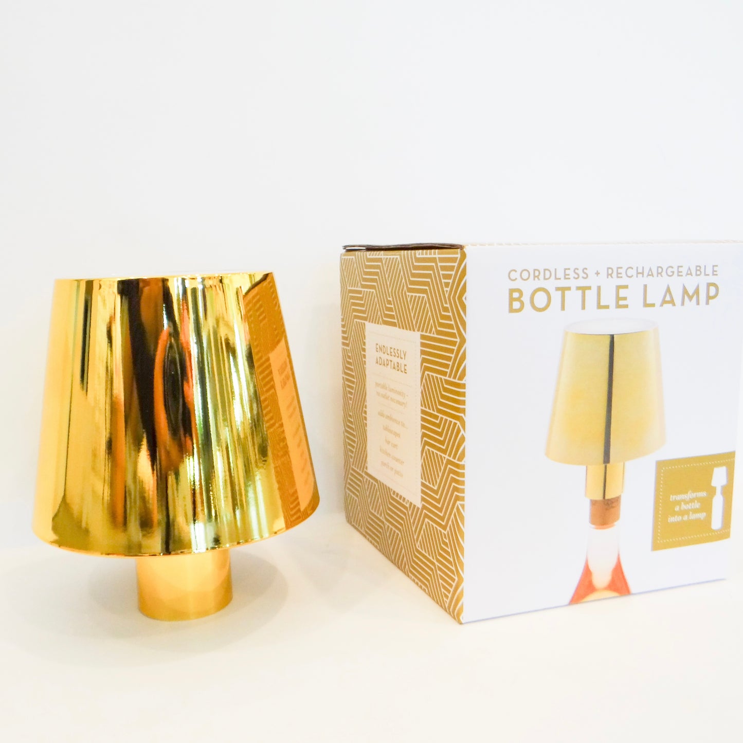 LED Portable Gold Lampshade Bottle Lamp