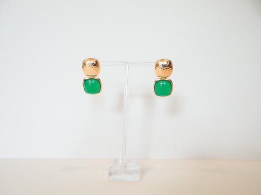Green and Gold Statement Earrings