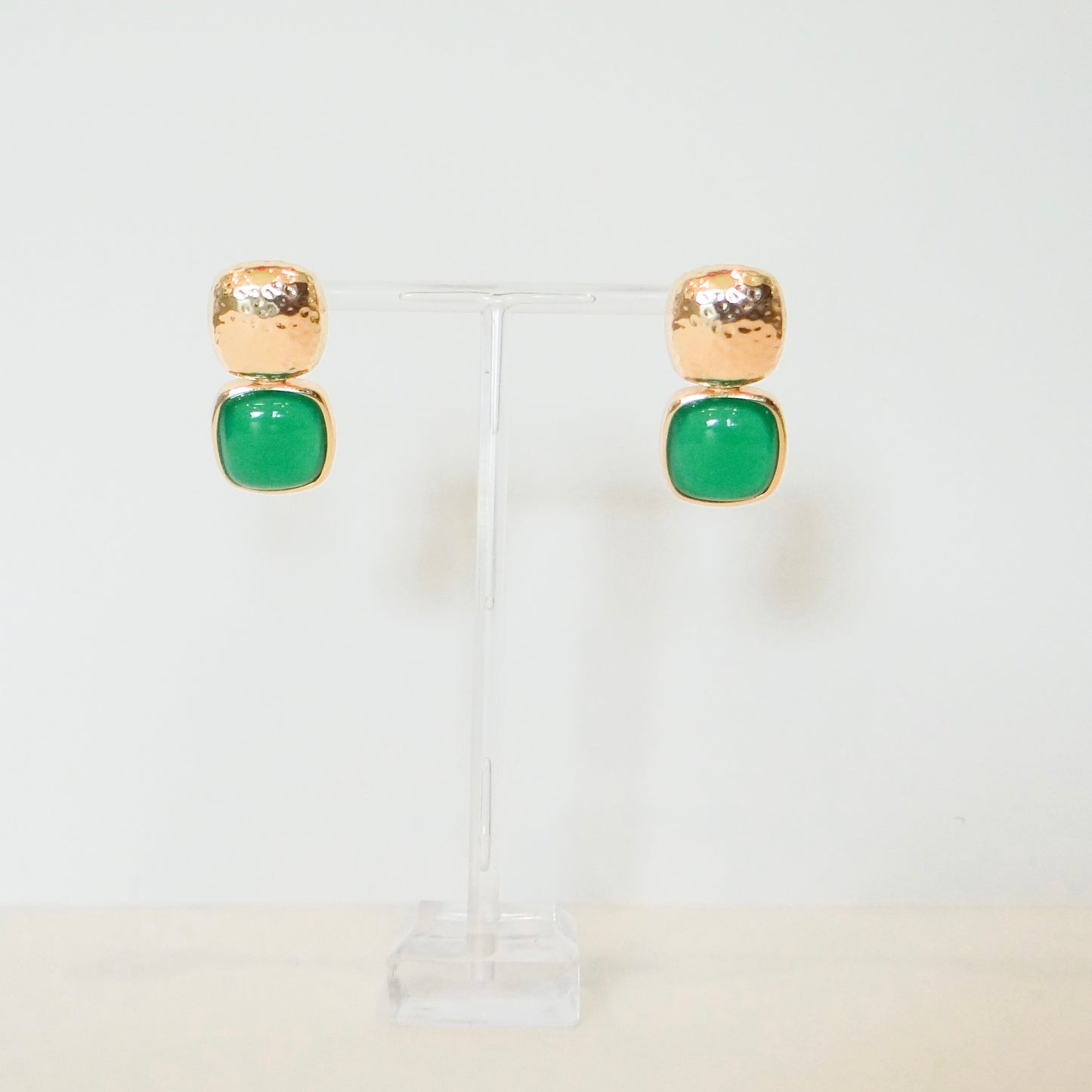 Green and Gold Statement Earrings