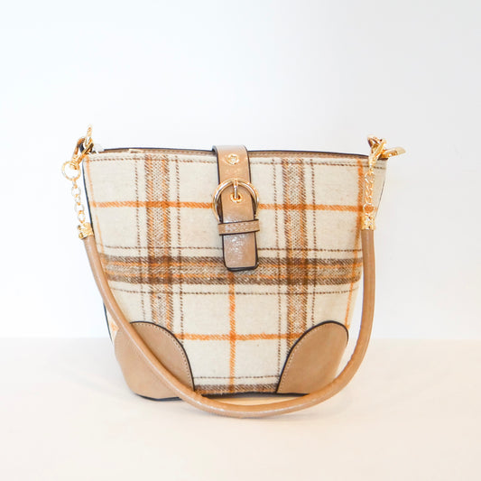Georgina Plaid Bucket Bag