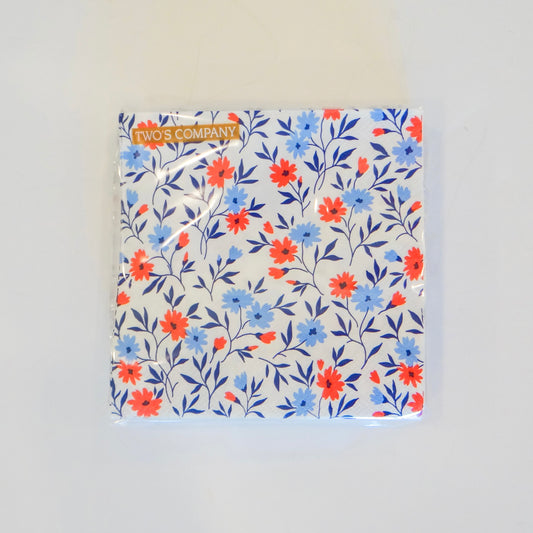 Red, White, & Bloom Cocktail Napkins