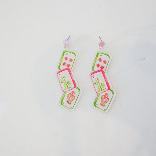 Mahjong Tiles Acrylic Earrings