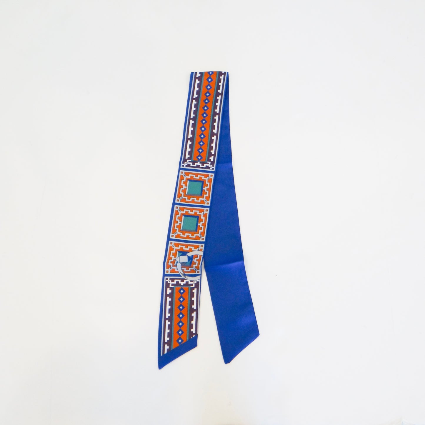 Blue Geometric Twilly Scarf