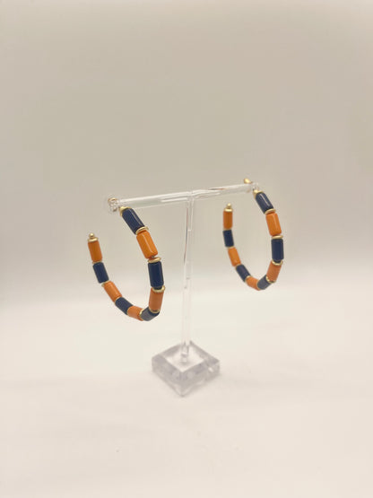 Cara Navy & Orange Earrings